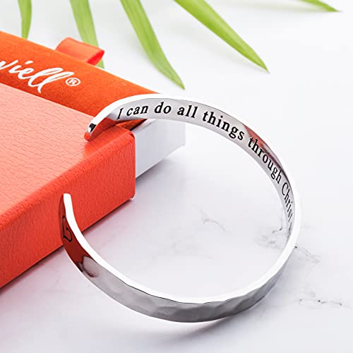 Carviell Faith Christian Bracelet for Women & Teens – 'I Can Do All Things Through Christ' Philippians Cuff – Bible Verse Jewelry, Inspirational Religious Gift, Encouragement Bracelet for Baptism or Confirmation by Carviell - Used condition - Image 2