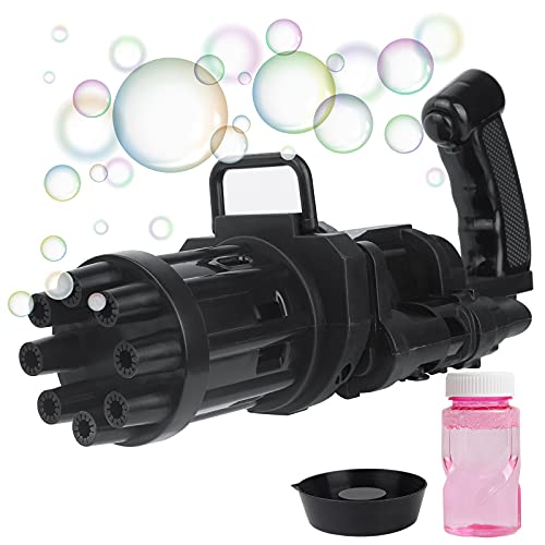 TIANBAO Cool Toy Gatling Bubble Machine 2021 Baby Bubble Gun 8-Hole Bubble Toy, Automatic Bubble Machine Electric Bubble Gun, Children's Summer Outdoor Activities Bubble Gun (Black)