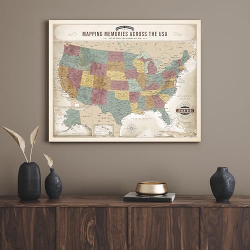 Image of DECORARTS USA Travel Map with Pins, Soft Pastel USA Map Pin Board, 20x16''