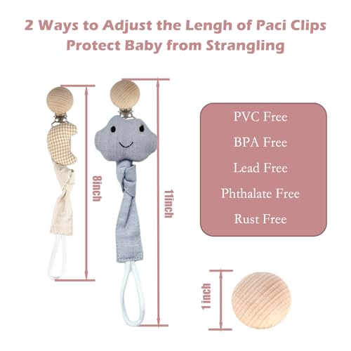 Image of Pacifier Clips - 5 Pack Paci Holder Baby Boys Girls - B