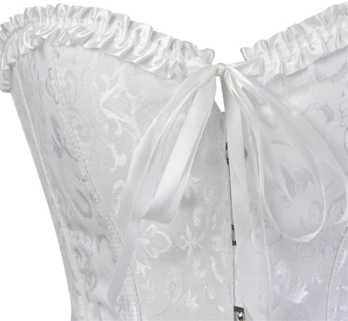 Image of MIPPO Women's Corsets Lace Up Boned Overbust Corset Bustier Lingerie Satin Floral Bustier Bodyshaper Top