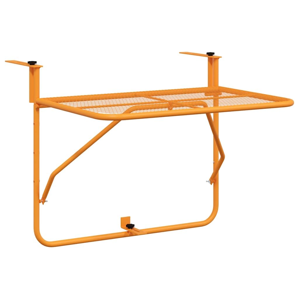 vidaXL Balkontisch Klappbar Balkonhängetisch Hängetisch Klapptisch Gartentisch Tisch Balkon Beistelltisch Balkonklapptisch Gelb 60x40cm Stahl