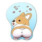 Moptmos 3D Mouse Pad Ergonomic Mouse Pad with Gel Wrist Rest Support Anime Corgi Dog Mouse Pad for Computer, Laptop, Home & Office (Blue)