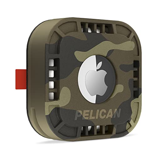 Pelican Protector 1-Pack AirTag Holder - Air Tag Case with 3M Adhesive Sticker - Rugged Shockproof AirTag Cover - Hidden Air Tag Holder Stick On Mount for Travel Luggage Bike Car Remote - Camo