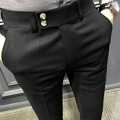 DGHM-JLMY Men's Slim Casual Trousers British Cropped Pants Stretch Cropped Skinny Pants Business Pants Ankle Dress3