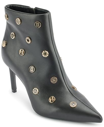 KARL LAGERFELD Women's Saina Heeled Dress Bootie with Pin Embellishments Ankle Boot