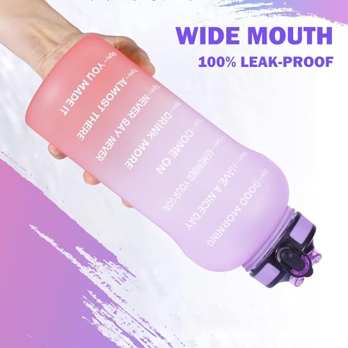 ETDW Bottiglia Acqua 1.5 Litro [Senza BPA Tritan], 1500ml Borraccia Sportiva con Cannuccia a Prova di Perdita, Motivazionale Borraccia con Marcatori di Tempo per Palestra, Campeggio, Yoga, Picnic