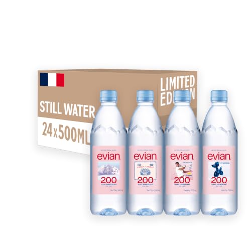 Image of evian Natural Mineral Water Bottle, Drinking Water, 500ml, Case of 24