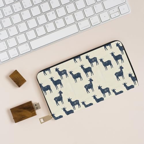 Rustic Goat Silhouette Print Wallet Women Men, Long PU Leather Wallets for Women, Cute Womens Travel Wallet Purse Pouch with Zipper Pocket 5