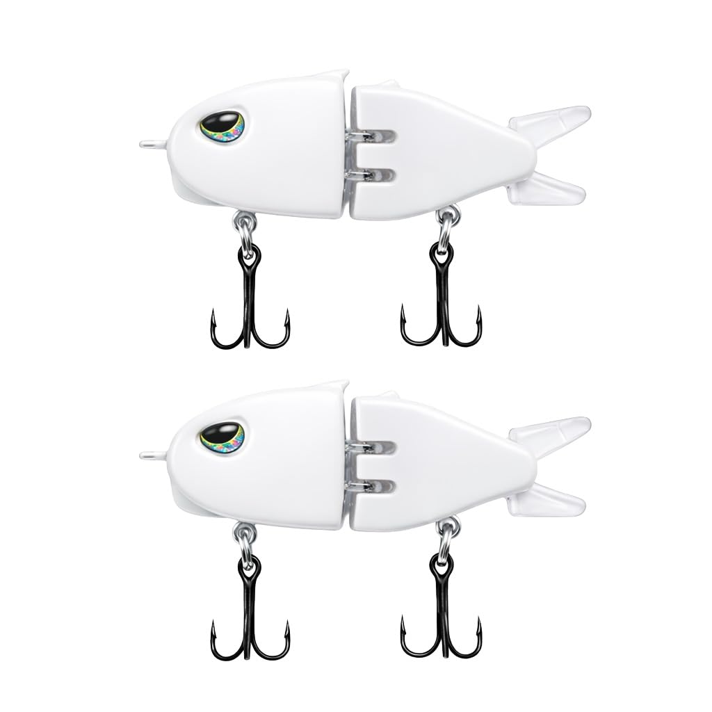 2 mini esche per pesca alla spigola, esche da 6 cm snodate con azione di nuoto realistica, esca a lento affondamento per pescatori d'acqua dolce, attrezzi da pesca all'aperto regali