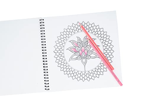 Image of Brustro DIY Mandala Colouring Book 9 inchx9 inch (Inches), 160 GSM, 25 Perforated Sheets | Ideal for Stress Relief & Mindfulness Art Book for Adults & Kids,Drawing,Mixed Media,Pens,Markers