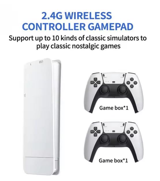 2.4G Wireless Game Controller Set, Dual Gamepad with USB Receiver, White and Black, Classic Game Console Support, 10 Simulator Compatible