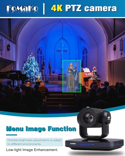 Image of FoMaKo 4K 60fps 20X Optical PTZ Camera, AI Auto-Tracking with Auto Frame, 1 /1.8 inch CMOS 8.42MP UHD, HDMI 3G-SDI USB3.0 LAN(PoE+) IP for Large Venue Broadcast Education (NDI Upgradeable) K820