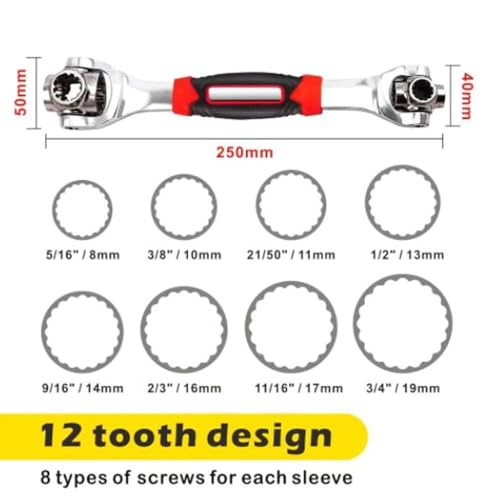 Image of 48-in-1 Tiger Wrench: 6-Point Universal Multi Socket With 360-Degree Rotating Head, Magnetic Spanner for Home and Car Repair, Torx