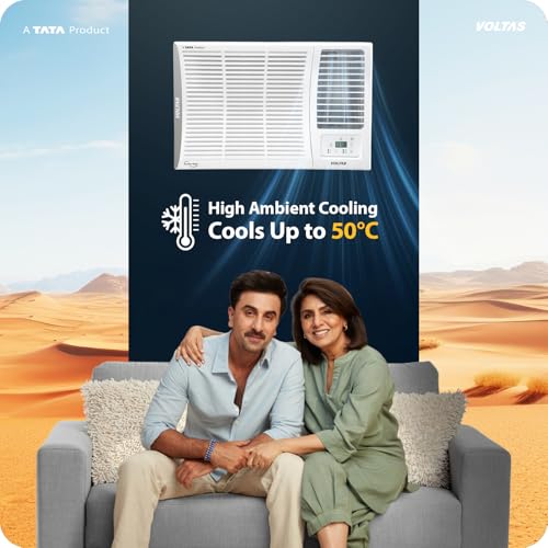 Image of Voltas 1.5 ton 5 Star Inverter Window AC (Copper, 2-in-1 Cooling Modes, Anti-Dust Filter, 2-Way Swing, Memory Restart, Sleep Mode (185INV ELITE, White)