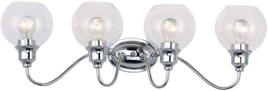 Maxim Lighting Ballord 4-Light Bath Vanity Light | Polished Chrome Finish | Clear Glass Shade | Bathroom Vanity Light | 1114CLPC