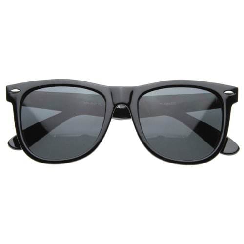 zeroUV Large 55mm Polarized Lens Anti Glare Classic Horn Rimmed Style Sunglasses (Black)