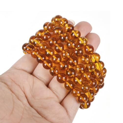 Justinstones Natural Amber Honey Wax Energy Beads Bracelet Crystal Healing Irregular Freeform Baltic Amber Stretchable Bracelet for Adults (Women/Men)3