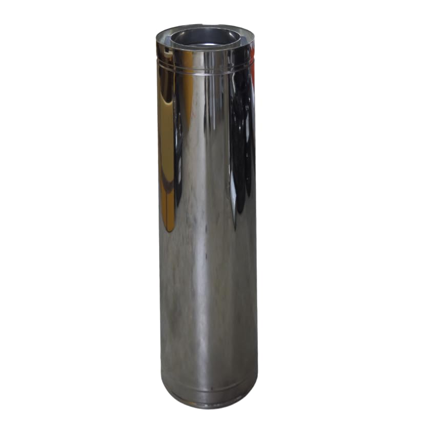 Tubo de chimenea de doble pared de 230 mm x 300 mm/1000 mm, sistema de aislamiento de acero inoxidable