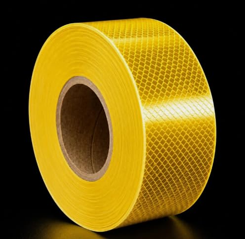 Yellow Reflective Safety Tape Roll | High Visibility Honeycomb Reflective Sticker | Waterproof Self-Adhesive Warning Tape for Truck, Trailer, Car, Bike, Cycle, Helmet & Road Safety-image-23