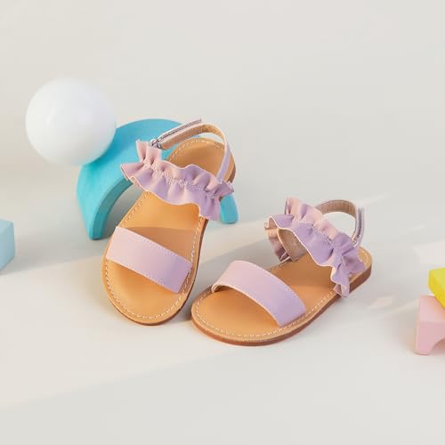 Image of Felix & Flora Toddler Girl Sandals - Little Girl Easter Dress Shoes Lightweight Open Toe Beach Holiday Flats