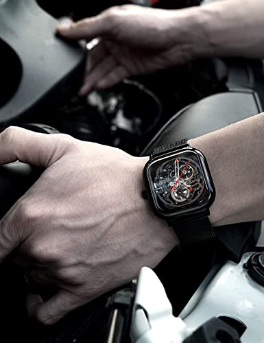 CIGA Design Stainless Steel Full Hollow Analog Black Dial Men Watch-Z011-Blbl-W13, Black Band - Image 5