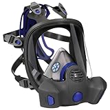 3M Secure Click Full Face Reusable Respirator with Large Lens, Speaking Diaphragm and Push Button Seal Check, FF-802, Painting, Sanding, Chemical Clean-up, Sawing, Medium