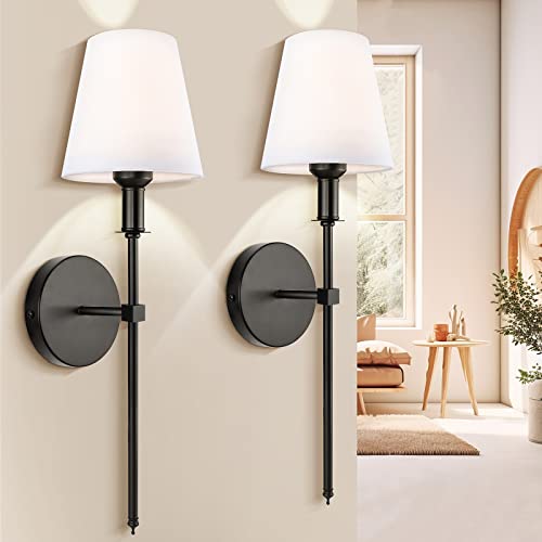 Soodmi Wall Sconces Sets Of 2, Retro Industrial Wall Lamps, Rustic Wall Sconce Fixturebathroom Vanity Sconces Wall Lighting With White Fabric Shade, Wall Lights For Bedroom Living Room Kitchen #TOP3