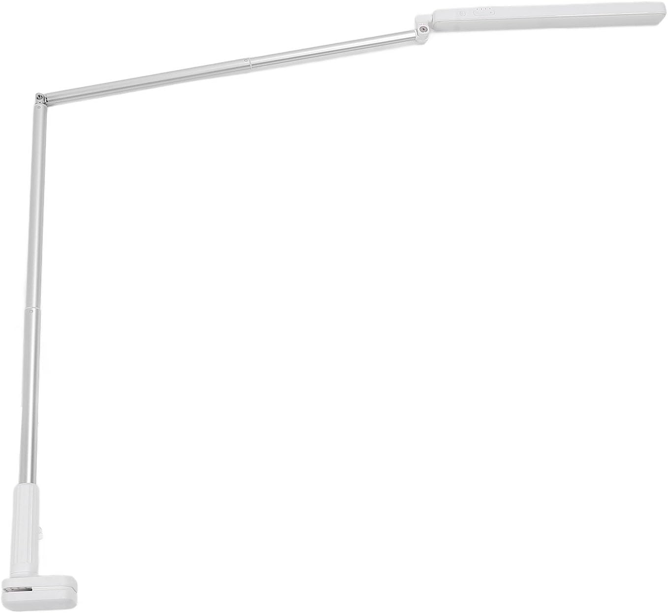 Dioche Desk Light, Adjustable LED Clamp Desk Lamp with Telescopic Arm - Eye Caring Table Light for Office, Reading & Manicure - Rechargeable & Foldable Design