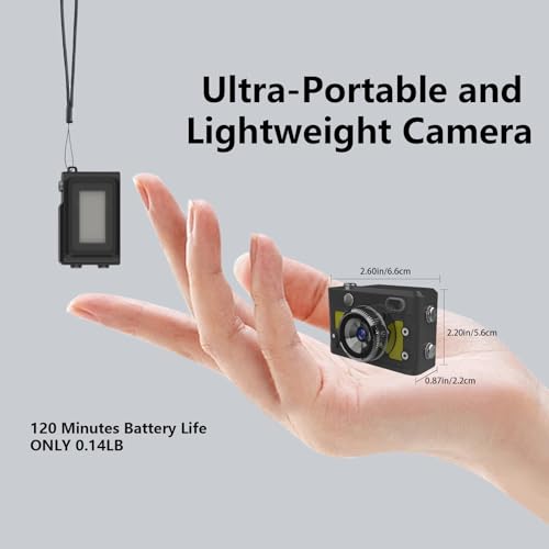 Image of Mini Keychain Camera 64GB, 1080P Mini Retro Photo Video Camera, 120 Minute Battery Life Portable Tiny Digital Cam, Micro Video Camcorder for Travel Students Children, Yellow