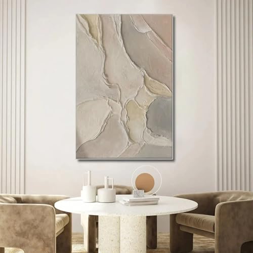 Toile colorée Wabi-Sabi et peinture murale texturée 3D de 50 x 70 cm avec cadre
