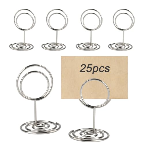 QUIIEOSKIA 25 x Table Number Holders & Table Number Stands Metal Stands for Place Card Holders & Menu Holders for Tables - Wedding & Party Use