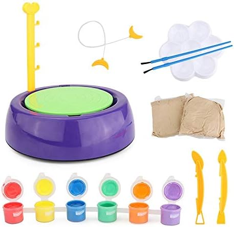 HUAWELL Pottery Wheel, Pottery Studio Kit, DIY Pottery Studio with Apron, Craft Activity with Stickers, Artist Studio, Ceramic Machine with Air-Dry Clay, Educational Toy for Kids Beginners 4 41CY3bs5GuL. AC