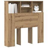 vidaXL Cabecero con Armario Roble Artesanal 100 x 19 x 103, diseño Minimalista para organizar eficientemente