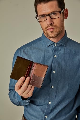 Wallet for Men, Slim Minimalist RFID Full-Grain Leather, Handcrafted Bifold Design, 6 Card Slots, in Gift Box with Pouch, for Christmas & Birthday, Brown Plus Colors2