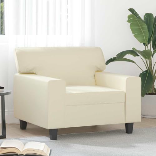 Ordellia Creme Sessel 60 cm aus Kunstleder, Modernes Design Wohnzimmer Sofa, Bequemer Loungesessel mit Metallgestell, Robuste Polsterung für Entspannung und Komfort