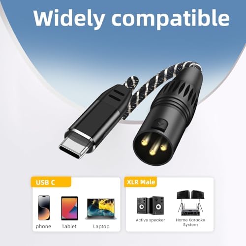 USB Type C to XLR Male Mono Audio Output Cable, USB C to XLR Cable for Speaker, Amplifier, Mixer Console, Compatible with i Phone 17/16/15 and Galaxy S24/S25 Series, Not Support Microphone, 3.3 Feet - 2