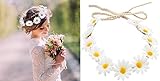 Little Daisy Flower Headband, Flower Halo,Hippie Flower Crown,Boho Floral Wreath,Bridal Headpiece,Sunflower Wreath for Women and Girls,Performances, Parties,Weddings,Festivals (White)