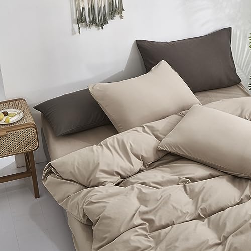Image of KAREVER Deep Champagne Comforter Twin Cream Coffee Bedding Set Boys Girls Soft Champagne Bedding Set Breathable Comforter Set Twin Khaki Bed Set