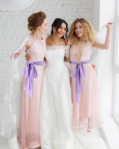 Image of Glitopper Women Chiffon Sash Belt Dress Sash Waist Bridal Wedding Belt 50s Accessories 3'' Wide