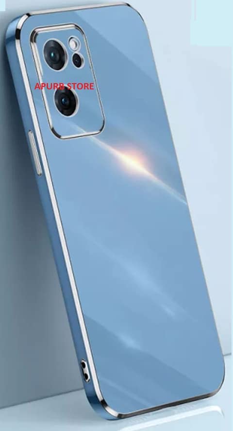 Image of Apurb Store for Oppo A77 5G Plating Square Gold Frame Phone Case Luxury Soft Silicone Back Cover (for Oppo A77 5G, Blue)