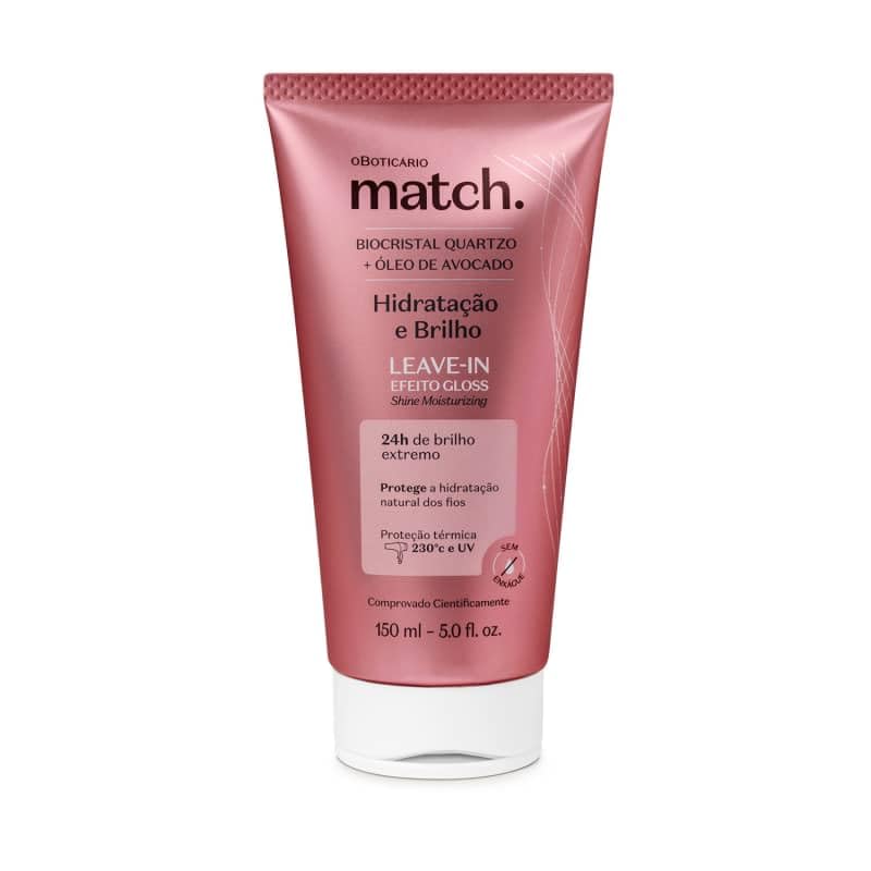 Boticario - Linha Match (Hidratacao e Brilho) - Leave In Efeito Gloss 150 Ml - (Match (Moisturizing And Shine) Collection - Gloss Effect Leave In 5 Fl Oz)