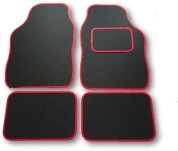 FOR Volkswagen Golf MK7 2012-2017 - UNIVERSAL CAR FLOOR MATS BLACK WITH RED EDGING - 4 PIECE SET