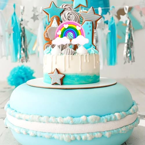 Mozeat Lens 547020_6_DJMSB8BW Rainbow Cake Topper, Soft Pottery Rainbow Heart Cloud Cake Decorations Colorful Rainbow Cupcake Topper Personalized Cake Topper Reusable Happy Birthday Cake Topper Birthday Party Decorations Supplies thumb #6
