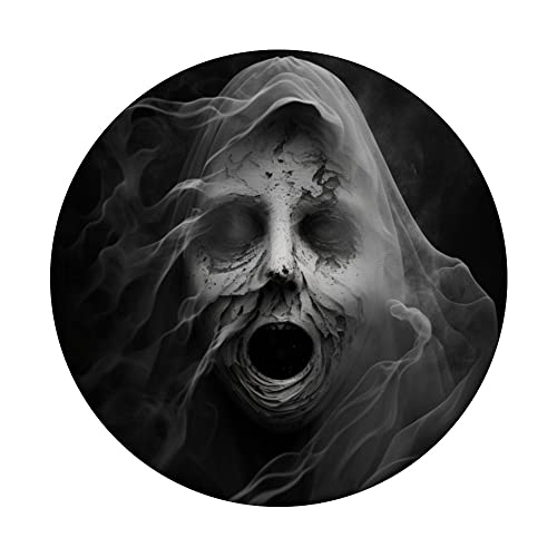 Creepy Ghost Face for Halloween PopSockets Swappable PopGrip, Black - Image 3