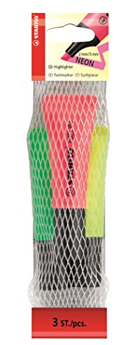 Marcador fluorescente STABILO NEON - Cuerpo semiblando - Malla con 3 colores
