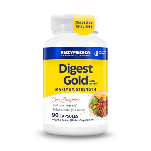Enzymedica Digest Gold + ATPro, Maximum Strength Enzyme Formula, Prevents Bloating and Gas, 14 Key Enzymes Including Amylase, Protease, Lipase and Lactase, 90 Capsules