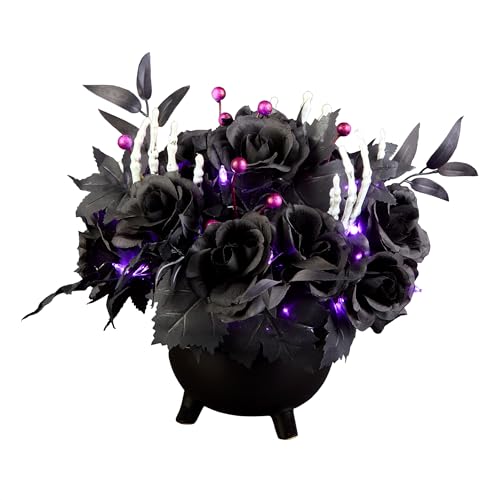 Image of National Tree Company, 19inch Artificial Bad to The Bone Halloween Centerpiece, 30 Purple LED Lights
