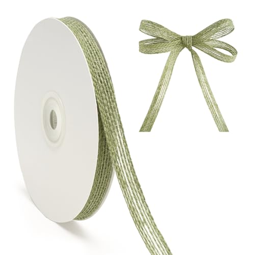 G2PLUS 20 Yardas Cinta Navideña:10mm Cinta de Yute Verde Salvia,Cintas Regalo ideal para Navidad,Bodas,Pascua,Decoración de Regalos y Manualidades