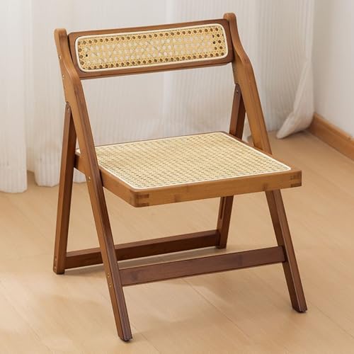 WEIDPHL Sillas Plegables De Madera con Respaldo Ajustable, Juego De 2 Sillas Plegables De Ratán con Asiento Tejido para Dormitorio Y Balcón.,Single